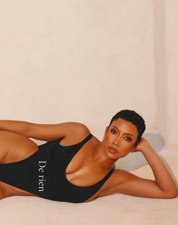 De rien (You're Welcome) Black Sculpt Bodysuit