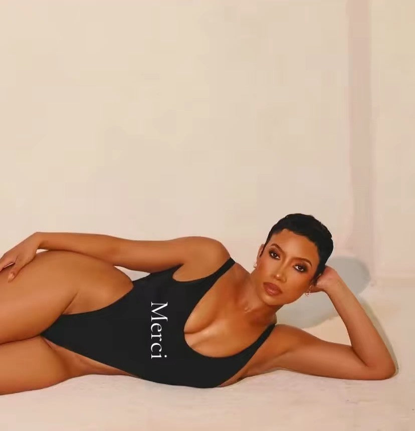 Merci (Thank You) Black Sculpt Bodysuit