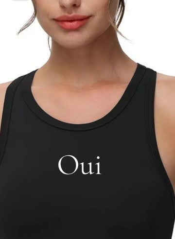 Oui (Yes) Crew Neck Racerback Tank Top