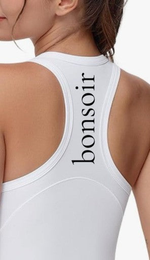 Bonsoir                           (Good Evening)                                                Crew Neck Racerback Tank Top