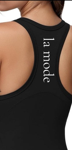 la mode                                            (Trendy)            Crew Neck Racerback Tank Top