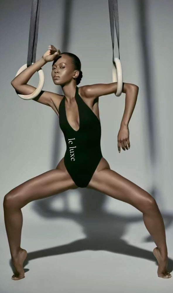 le luxe               (Luxury)                                    Sculpture  Deep V Halter Bodysuit
