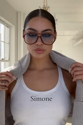 Simone                  (Joy Is Our Timeless Escape)                         Crew Neck Tank Top Slim Strapss
