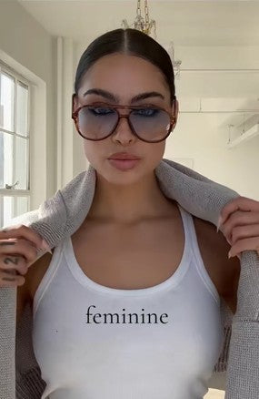 feminine                Crew Neck Tank Top Slim Straps