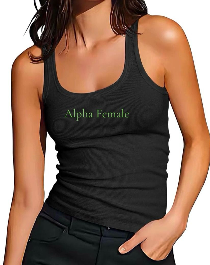 Alpha Female                               (Dominate) Racerback Tank Top and Crew Neck Tank Top