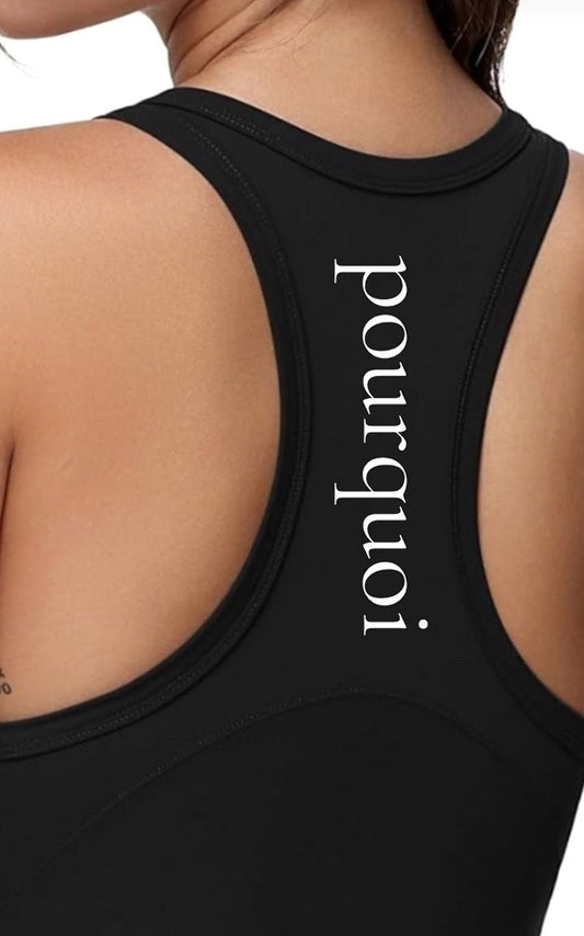 Pourquoi (Why)                  Crew Neck Racerback Tank Top