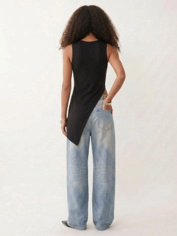 1969 Asymmetrical Slit Tank Top